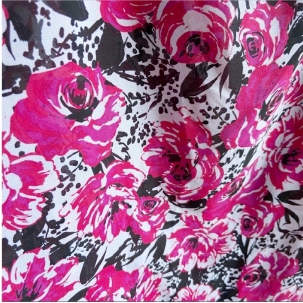 Torrid pink rose print georgette blouse open back - Picture 2 of 8